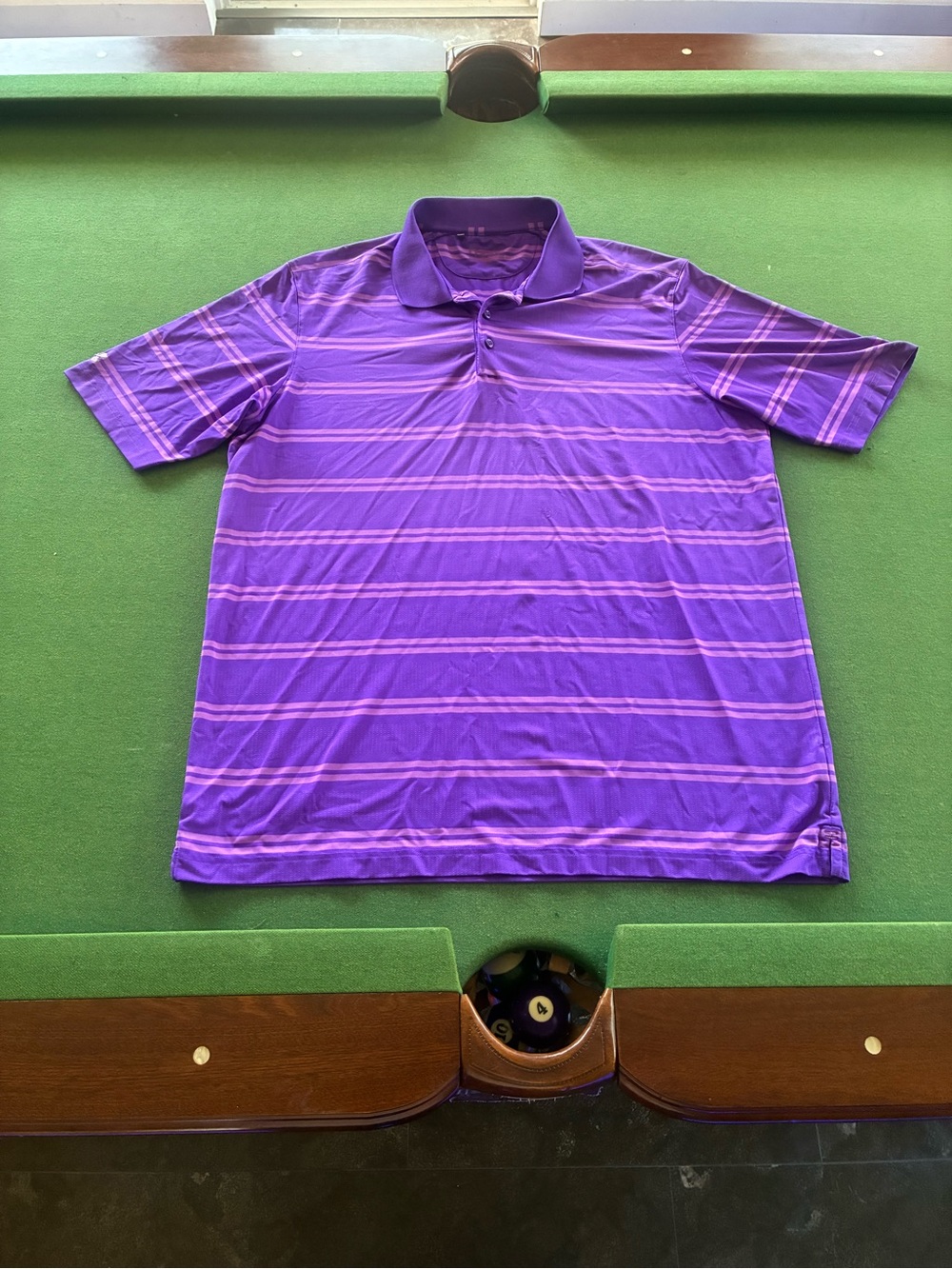 Under Armour Men's XL Golf Loose Heat Gear Purple Striped Polo Shirt Size
